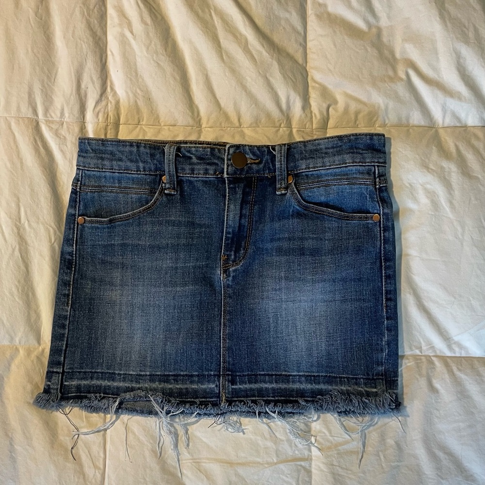 Forever 21 Denim Frayed Hem Mini Skirt